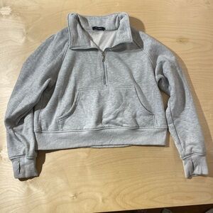 Automet Gray Women's Half-Zip Crop Sweatshirt Large (DZ)